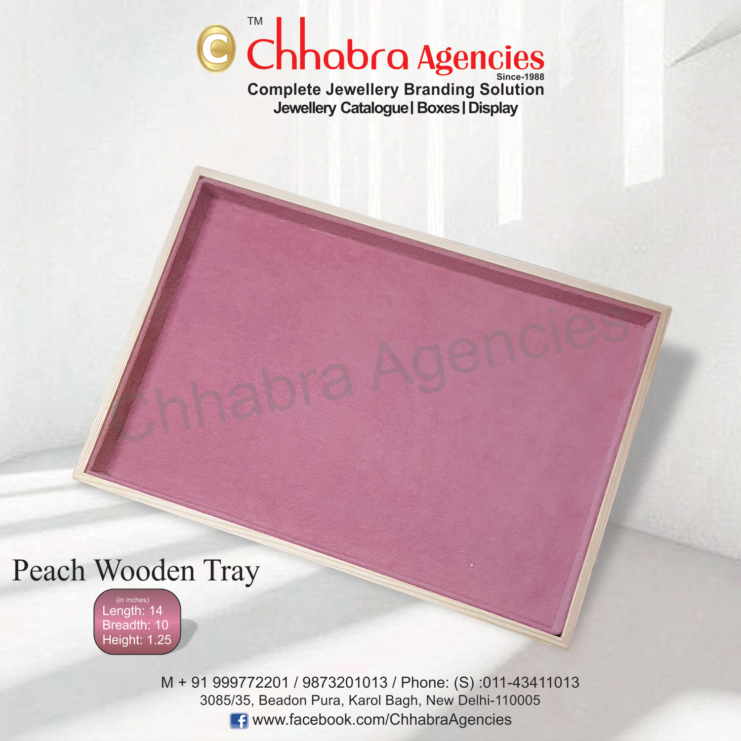 Peach Wooden Service Tray